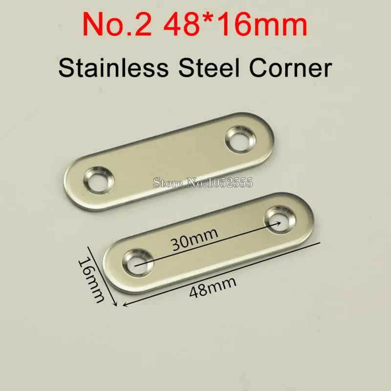 

500PCS Stainless Steel Straight Corner Braces 48X16mm Metal Frame Board Brackets Furniture Shelf Support Protector Connectors