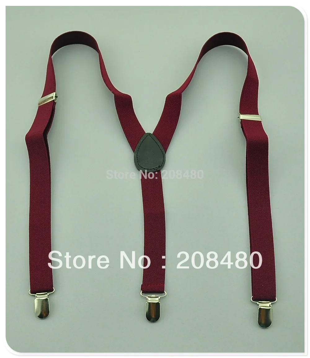 Năm 2021 Tốt Nhất Nam 2.5Cm Rộng "Burgundy" Màu Unisex Kẹp Nẹp Thun Mỏng Suspender Y-Lưng Treo Áo Sỉ & Lẻ