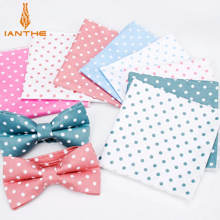 

Men Vintage Dot Bowtie Pocket Square Handkerchief Sets for Suits Business Pocket Square Towel Bow Tie Set Butterfly Hankies