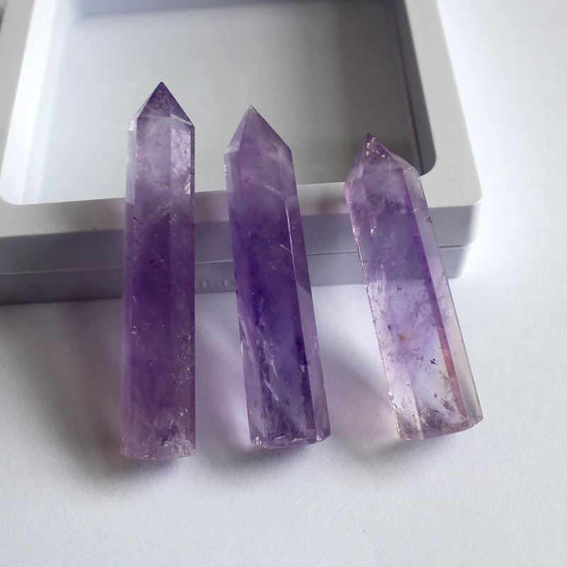 Runyangshi Beautiful Natural crystal column Amethyst raw stone grinding high quality crystal handicraft six prism ZH39