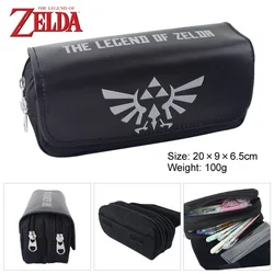 IVYYE 1PCS Black Zelda Link Anime Cosmetics Bags PU Zipper School Pencil Case Storage Pen Bag Large Pouch Stationery New