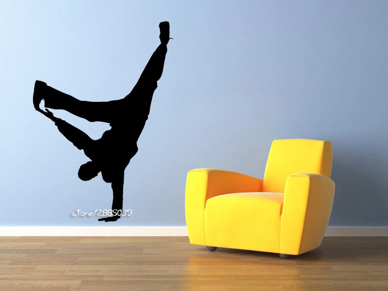 Hip Hop Dancer Vinyl Wall Stickers For Kids Rooms Boys Bedroom Home Decor Nursery Wall Decals Vinilos Paredes Mural Art SA727