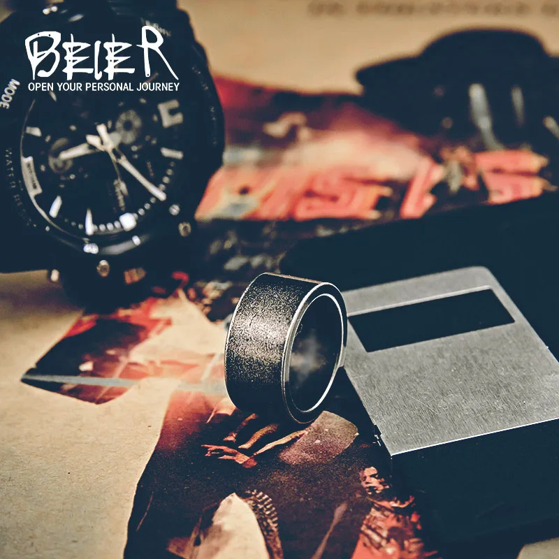 BEIER Punk Gothic Titanium Stainless Steel Antique Simple Ring Old style for Men Jewelry BR-R089