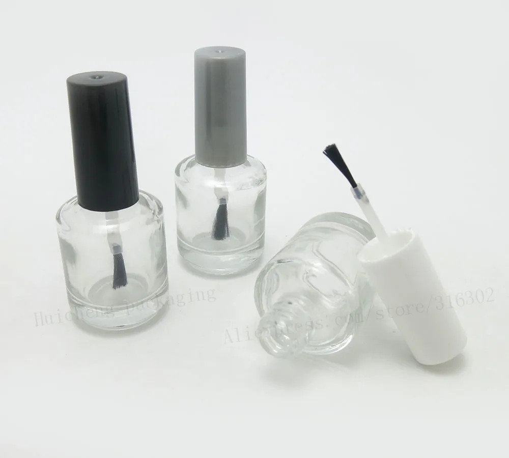 

300 x 15ml Empty Nail polish Glass Bottle 15cc Transparent nail enamel bottle 1/2 glass nail polish Bottle With Brush