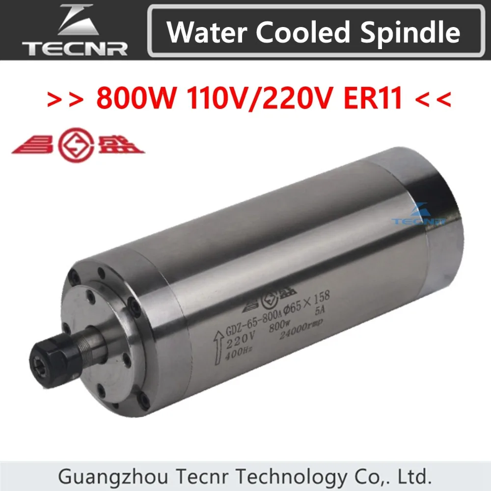 800W  electric water cooled spindle 110V 220V ER11 with 65MM diameter 158MM length for cnc router