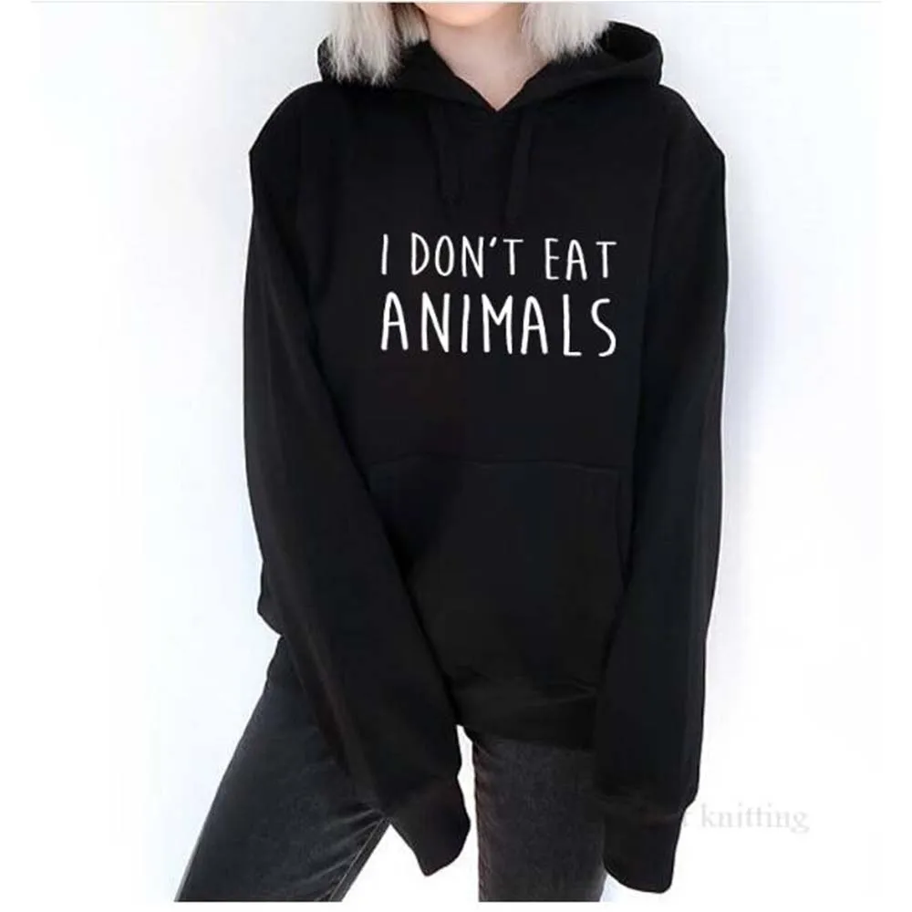 

Sugarbaby I Don't Eat Animals Vegan Sweatshirt Vegetarian Jumper Long Sleeve Black White Grey Fashion Tumblr Hoodie Vegan Tops