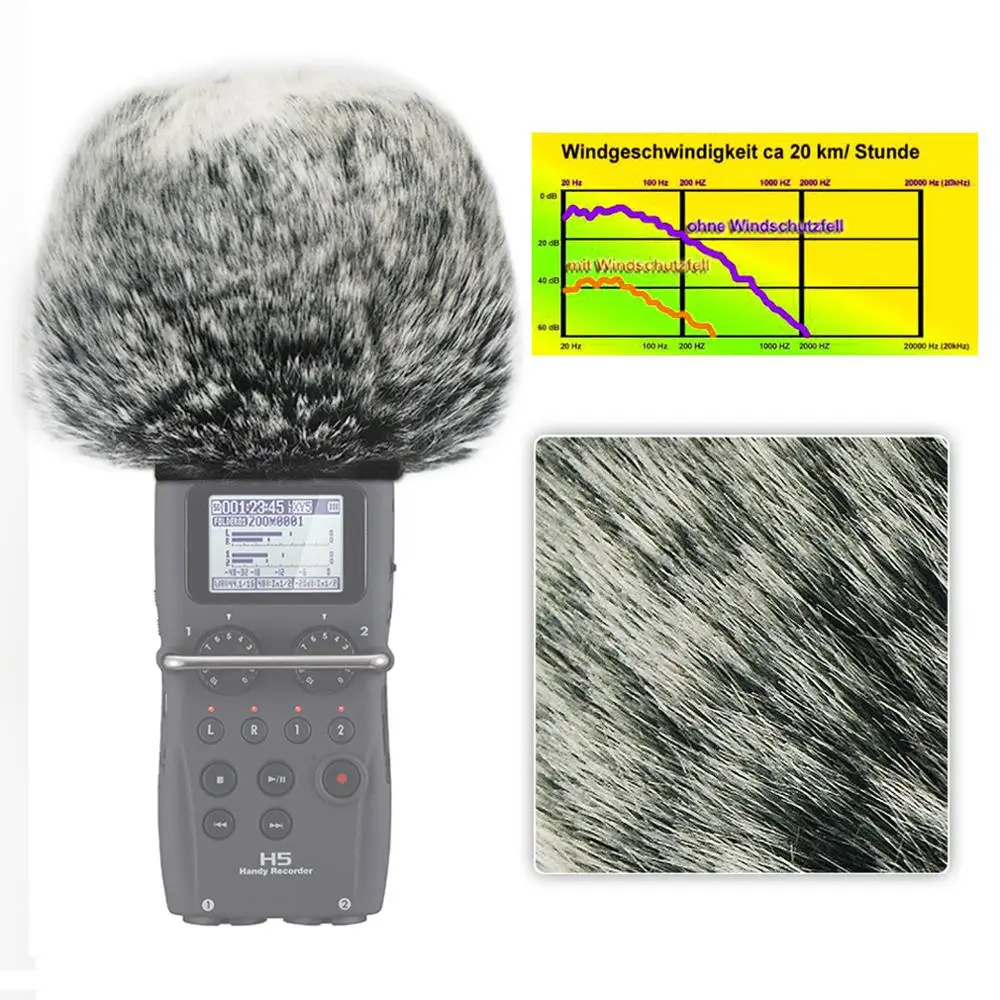 Outdoor Portable Digital Recorders Furry Microphone Mic Windscreen Wind Muff for ZOOM H5 ZOOM H6 ZOOM H5/H6 + mini tripod