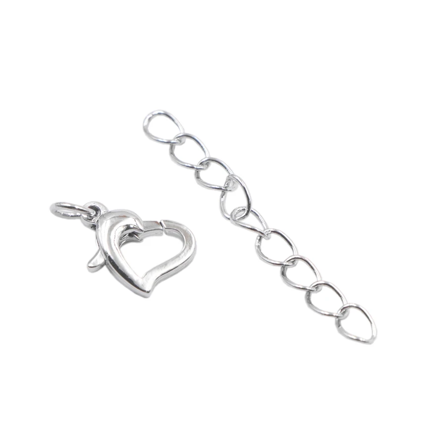 Silver Color Clasp Hook Heart Buckle 5PCS Lobster Fastener Parts for Jewelry Making Necklace Bracelet Supplies Connector A901