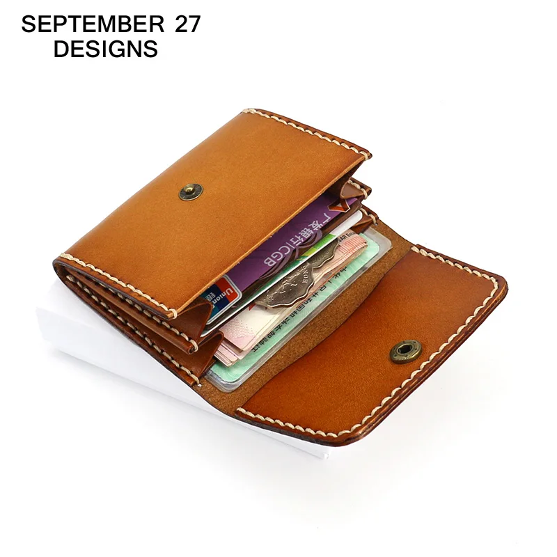 Credit Card Wallets Genuine Leather Luxury Handmade Vintage Coin Purses 100% Cowskin Casual Money Bag Pouch