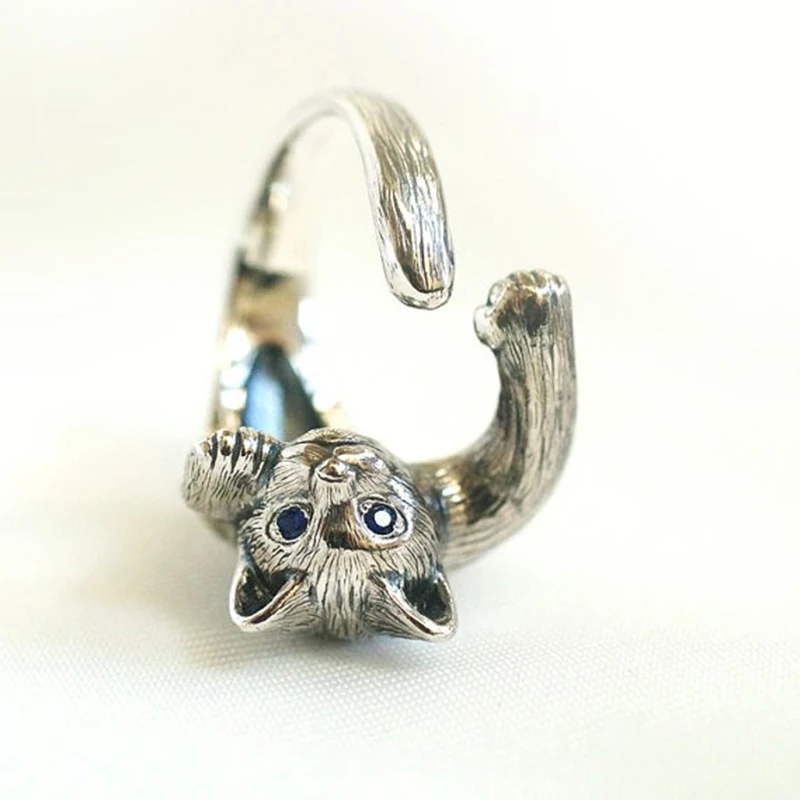 Vintage Adjustable Cat Wrap Ring Retro Animal Cat Men Rings High Quality Brand Designer Cat Jewelry