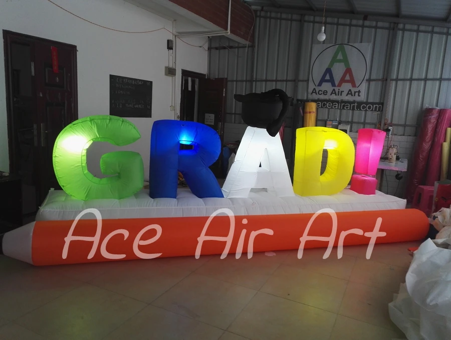 Colorful and Reusable Inflatable Light Words for Graduation Party with Pencil and Dr. Hat