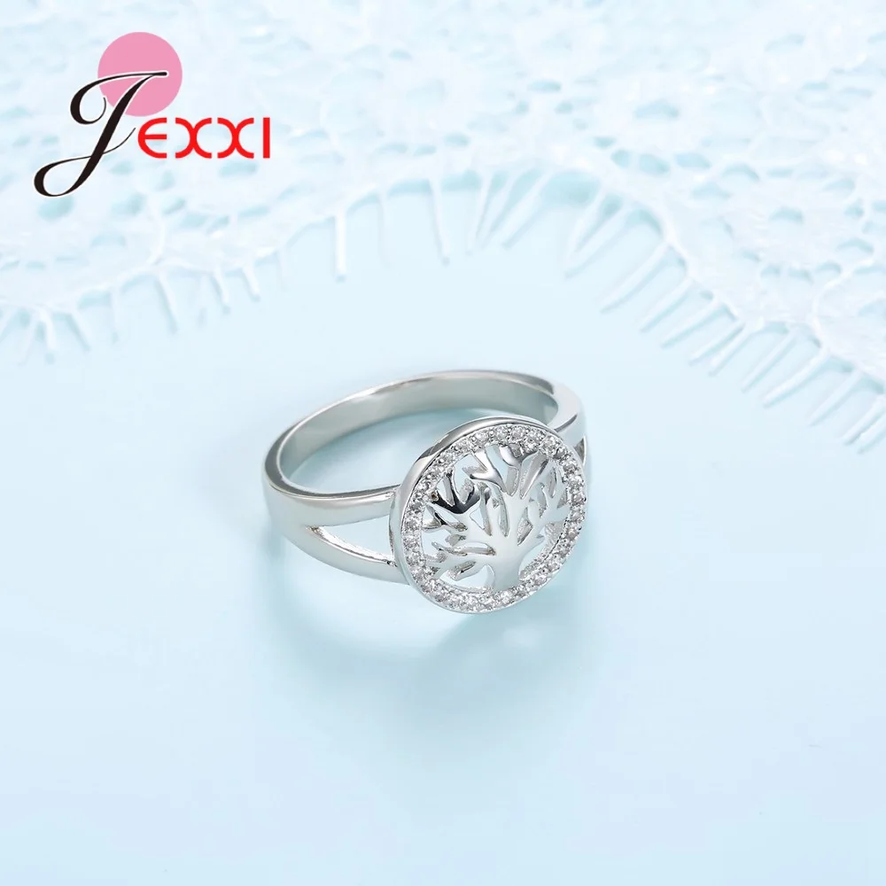 Tree Shape 925 Sterling Silver Rings For Women Cubic Zirconia Wedding Ring For Girl New Desigh Tree Accessory