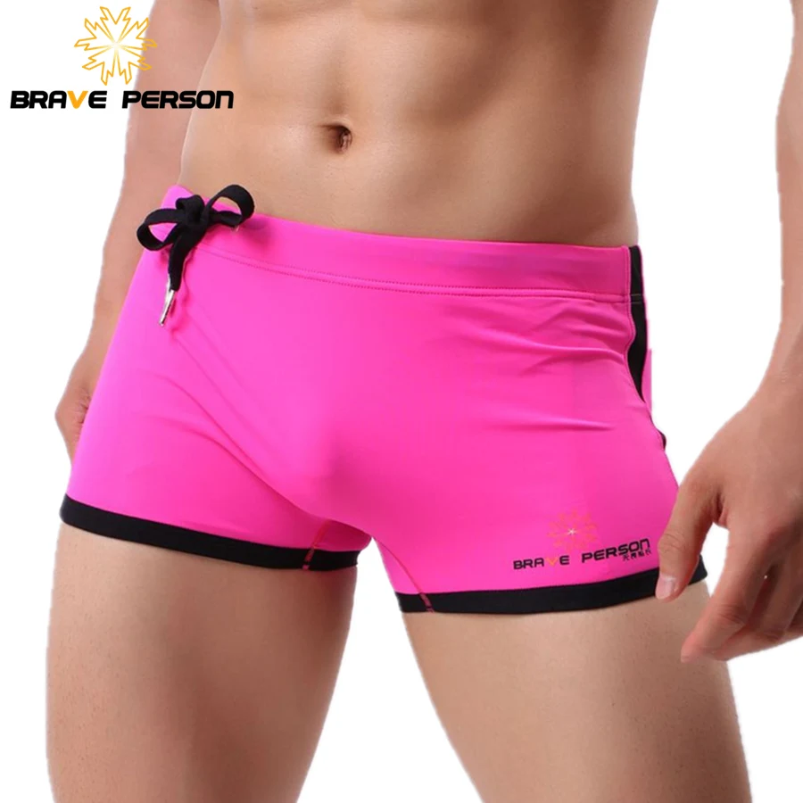 BRAVE PERSON Brand Men's Beach Wear Shorts Men Swim Trunks Shorts Soft Nylon Sexy Men Beach Board Shorts B1010