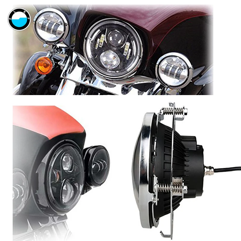 Nero/cromato 7 pollici LED fari anello di estensione staffa di montaggio rotonda per moto Jeep Wrangler fari.