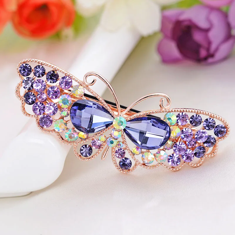 Korean Fashion Butterfly Crystal Rhinestone Hairpin Girls Hair Jewelry Manufacturers