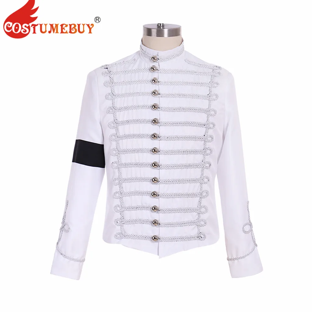 

CostumeBuy For Michael Jackson White Coat Jacket Cosplay Costume MJ Halloween Party Cosplay Military Suit Custom Made