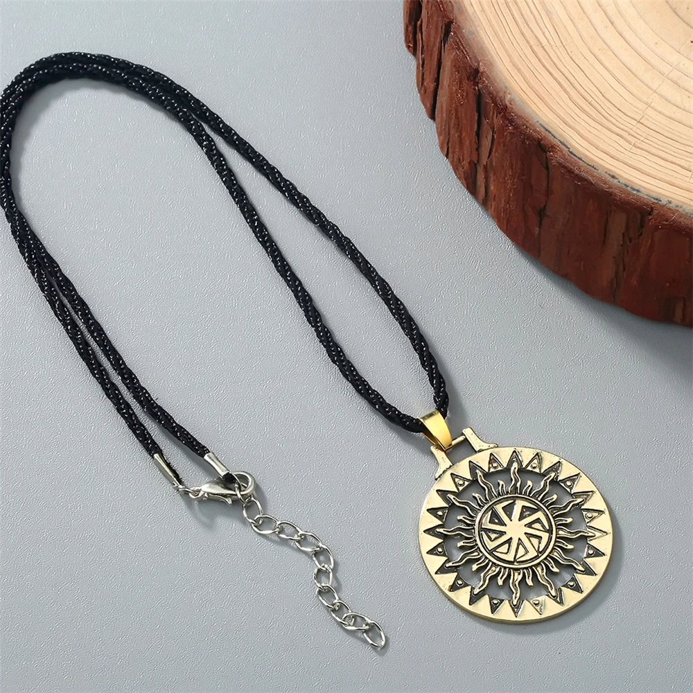 Men Viking Pendant Necklace Kolovrat Sun Symbol Slavic Wheel Nordic Amulet Handmade Pagan Solar Talisman For Women Best Gift