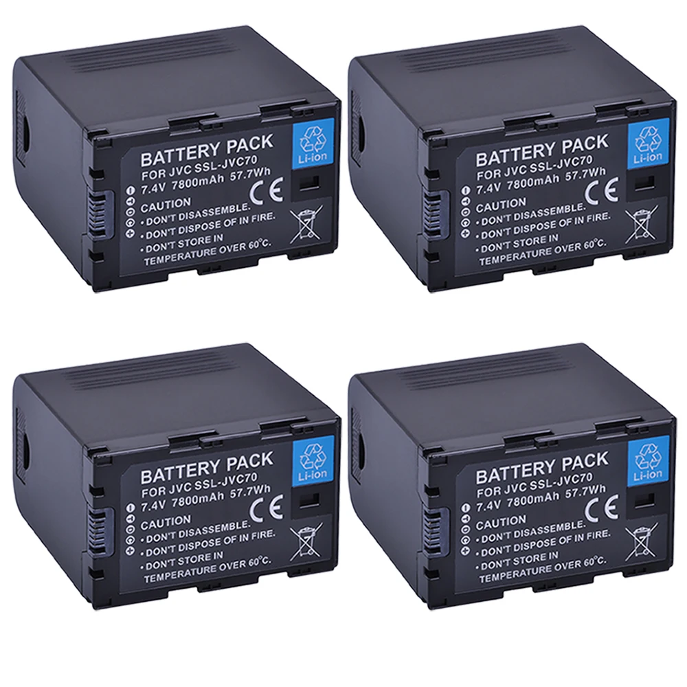 4Pcs SSL-JVC70 SSLJVC70 SSL-JVC50 JVC50 Battery 7800mAh with USB Output Function for JVC GY-HM600, GY-HM650, GY-HMQ10, GY-LS300