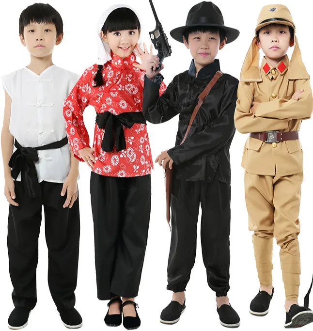 Children Japanese Soldiers Military Uniforms Monitor Major Da Zuo Clothing Drama Stage Cosplay Costume Village Girl Clothing 90