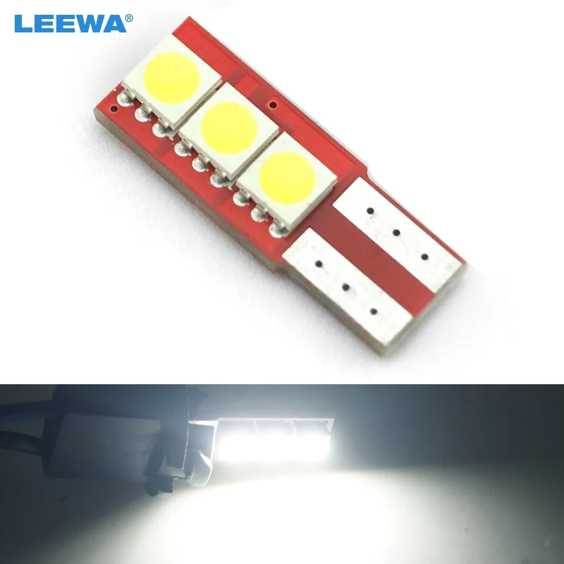 

LEEWA 50pcs Super White T10/W5W/194/168 5050 3LED NO ERROR CANBUS Car LED Light Bulbs Door Light 12V #CA1644