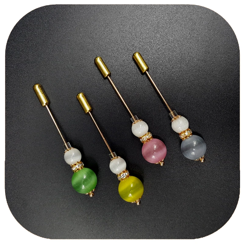 Beautiful Opal Beads Lapel Pins/Hijab Pins for Fashion Lady\'s Dress Decoration 4 Colors Available