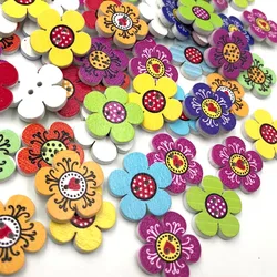 50/100pcs Mix color Flowers Wooden Buttons Fit Sewing Scrapbooking decoration 20mm WB482
