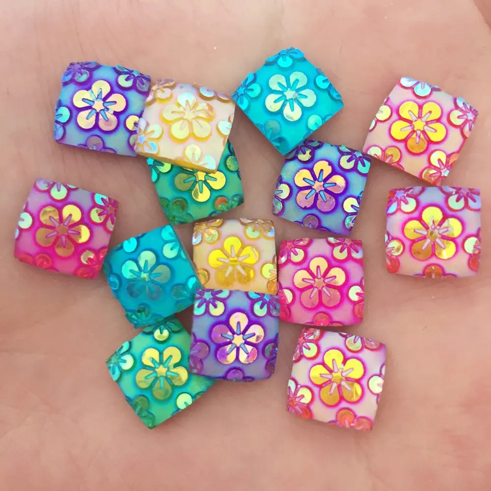 

120pcs 10mm Resin Square Shape Flatback Rhinestone Wedding Decoration DIY Craft K23*3