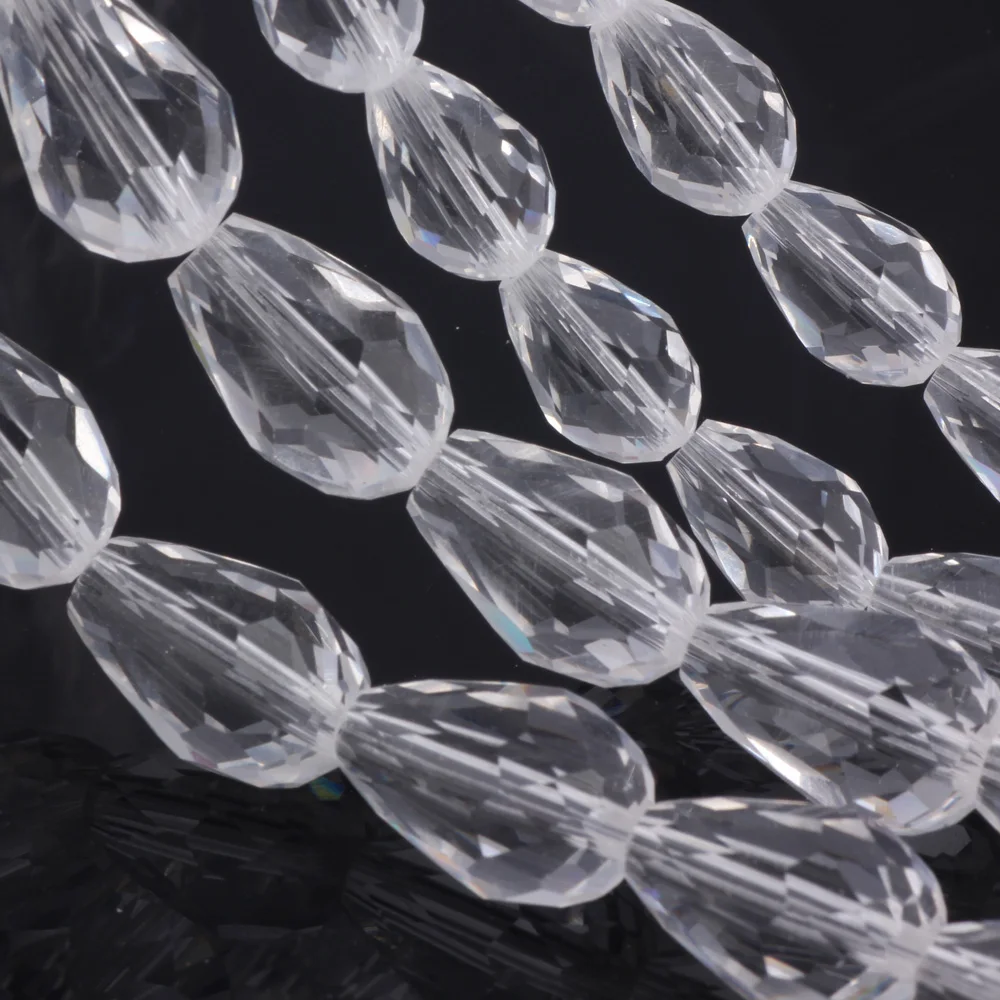 

8*11mm 50pcs/10*15mm 30pcs Waterdrop Faceted Crystal Beads Crystal Color Teardrop Glass Bead For Jewelry Making Bracelet