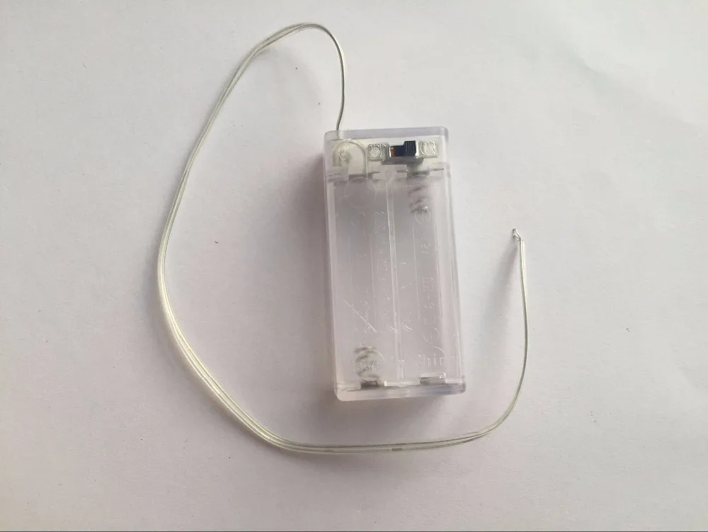 1PCS 3V Transparent Battery Box 2xAA Battery Holder With NO/OFF Button Switch &Wire Lead For AA Rechargeable Battery