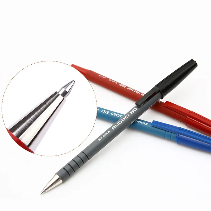 6 pcs Japan Zebra super smooth large capacity 0.7mm ballpoint pens R-8000 high quality comfy grip rubber barrel writing supplies