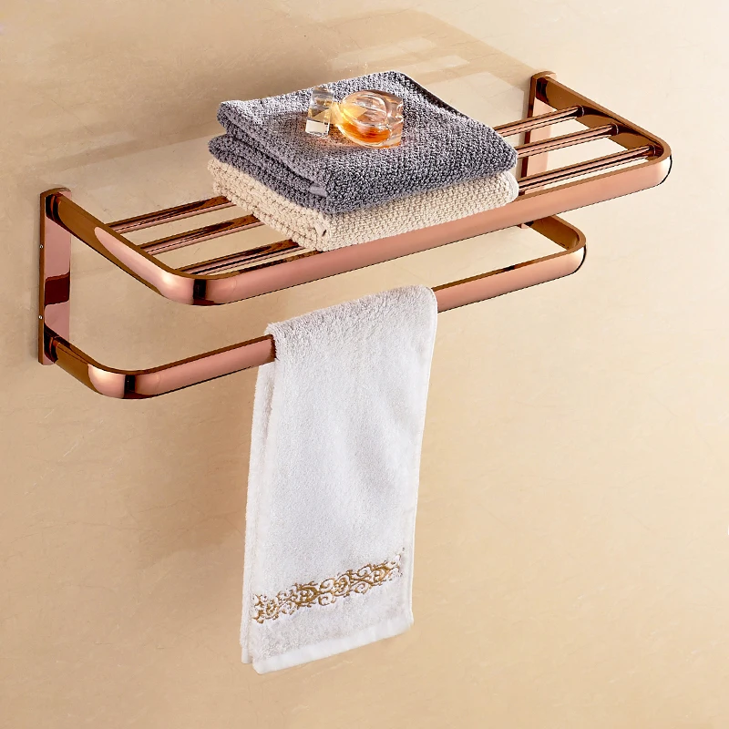 Bathroom Accessories Set Solid Brass Tissue Rack Towel Bar/Rack Toilet Brush Holder Corner Shelves Bath Hardware Set Rose Gold