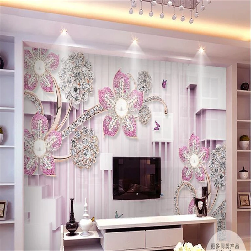 

beibehang Custom photo wallpaper large murals romantic atmosphere exquisite diamond flowers three-dimensional background wall