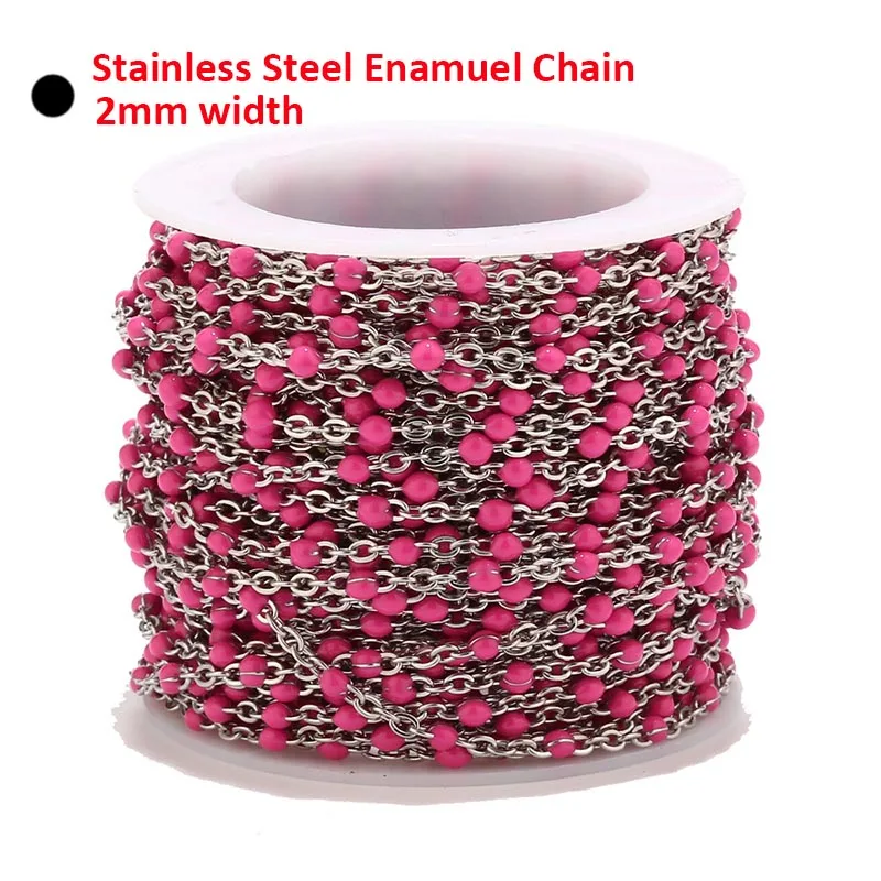 2mm Width Art Design Chain Findings Stainless Steel Multi-Color Enamel Link Chains For Necklace Bracelet Anklet Jewelry Making