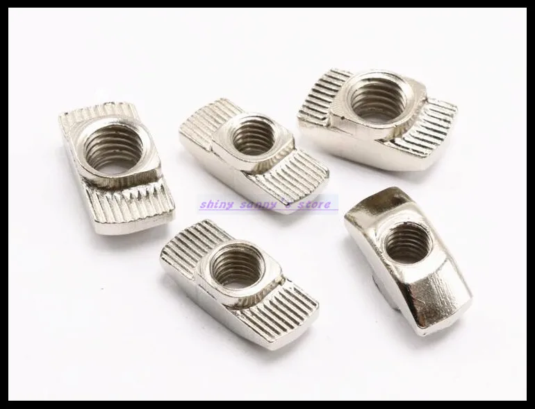 200Pcs  45series M6 Hammer Nut Aluminum Connector T Fastener Sliding Nut Nickel Plated Carbon Steel for 4545 Aluminum Profile