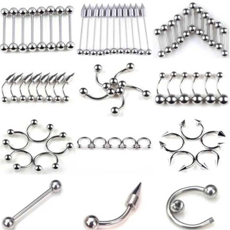 PINKSEE 30Pcs/Lot Tongue Eyebrow Lip Belly Navel Ring Body Piercing Jewelry Wholesale Items