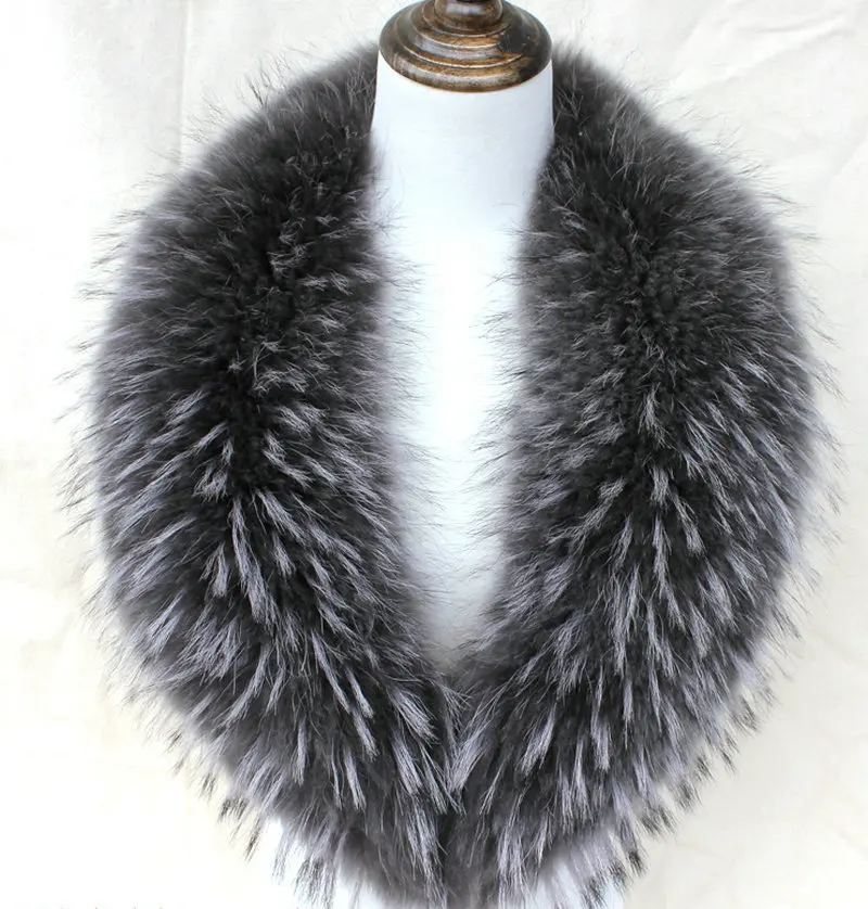 

2015 winter fashion warm women's fur collars scarves shawls Large gray fox fur collar raccoon fur collars fur collar scarf hat