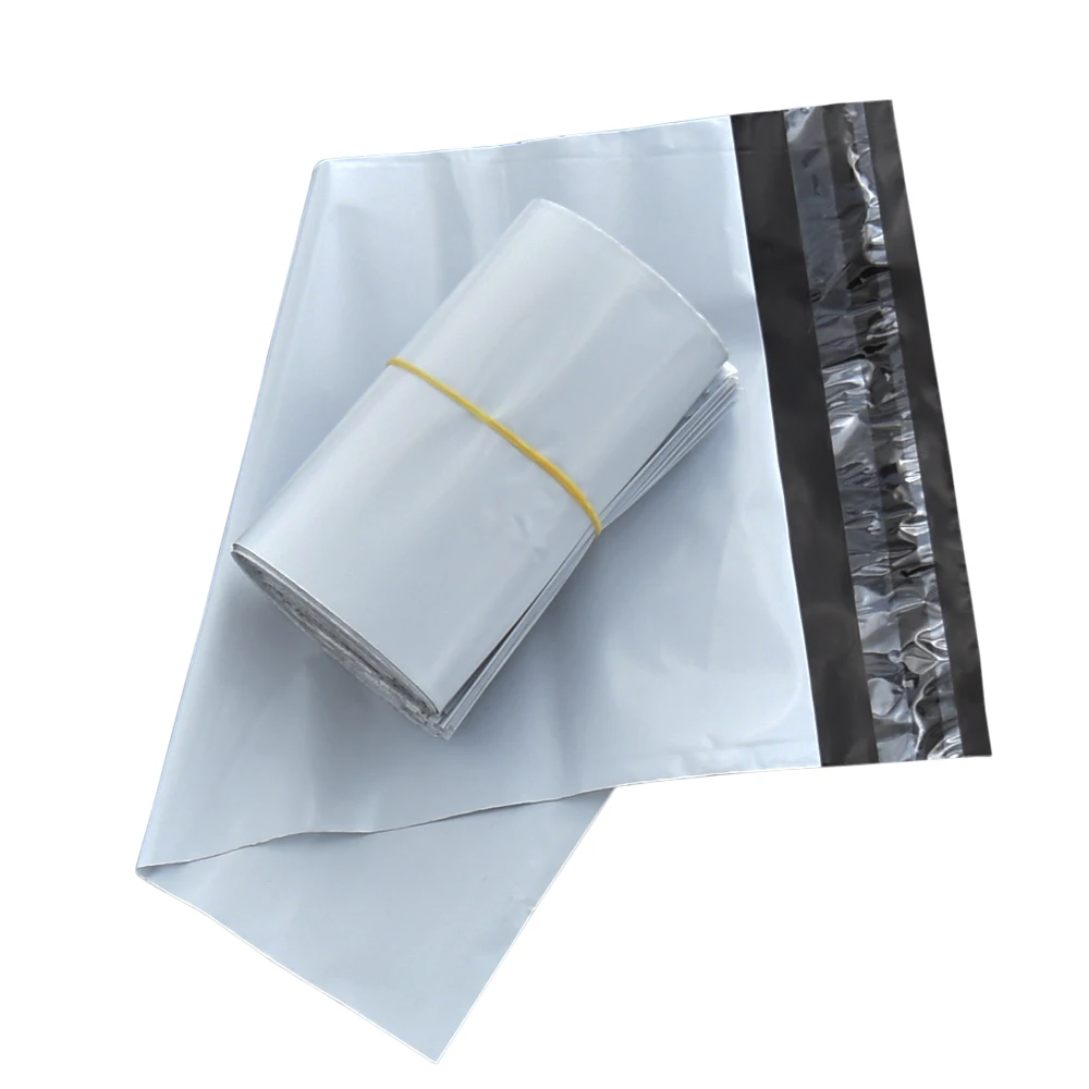 

100pcs/lot 14x28+4cm White Envelope Plastic Bag Courier Mailing Packing Pouch Self-Adhesive Grocery Shipping Package Mailer Bags