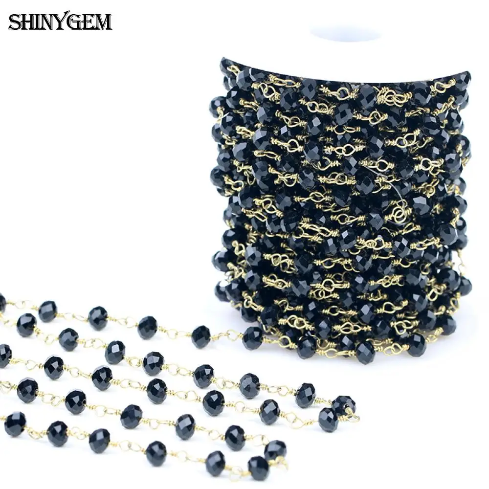 ShinyGem 4*6mm Abacus Crystal Bead Chains Multi Colors Natural Rhinestone Rosary Chain For Jewelry Making DIY Accessories 5M/Lot