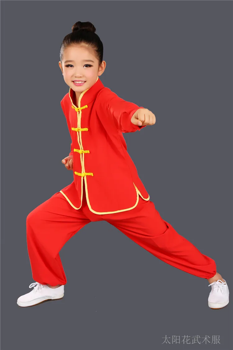 Trẻ Em Võ Thuật Của Quần Áo Võ Thuật Gái Bé Trai Kung Fu Thái Cực Dài Tay Trẻ Em Hiệu Suất Fu Qingcang