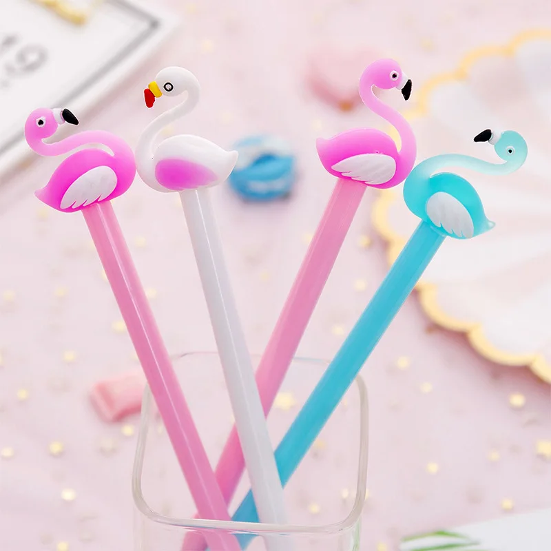 1 Pcs Cartoon Creative Flamingos Neutral Small Pure Fresh Swan Pen Black Student Stationery School Pen Office Supplies Wholesale