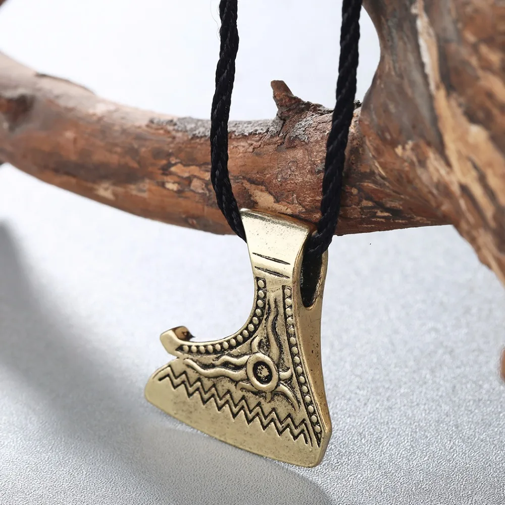 CHENGXUN Viking Perun Axe Men Necklace Retro Style Religious Collier Nordic Odin\'s Thor Hammer Pendant Gothic Jewelry