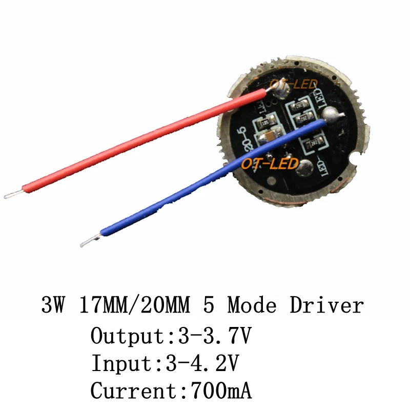 1PCS 5PCS 3W XRE-Q5/XPE XP-E /XBD driver 17mm 20mm DC3-4.2V 700MA 5 Mode LED Driver for 3W flashlight LED Light Diode Emitter