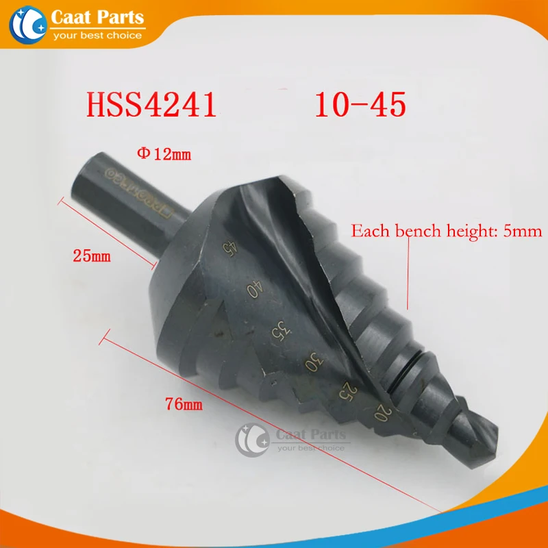 10-45mm 8 steps HSS Nitriding Black Step Drill Bit Triangle Shank Spiral Groove Core Drill Bits Industrial Reamer Metal Hole Saw