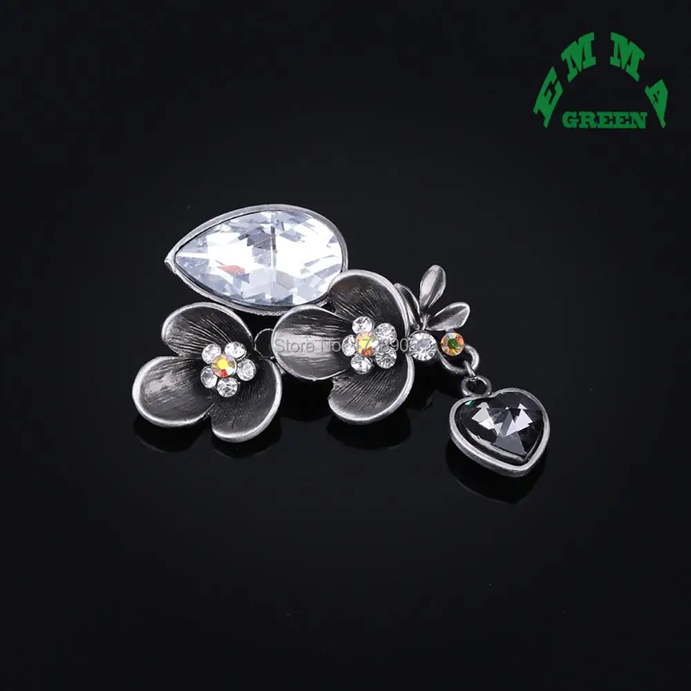 

fashion Clear Drop Flower Brooch Pins 40x80mm Austrian Crystal Rhinestone Brooches for Women Accessory Party Jewelry Gift