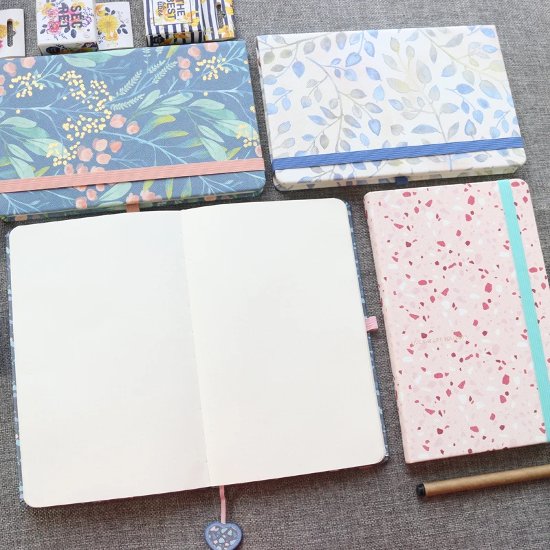 

Domikee cute kawaii hardcover elastic band office school notebook with dots paper sheets gift stationery supplies A5 thick
