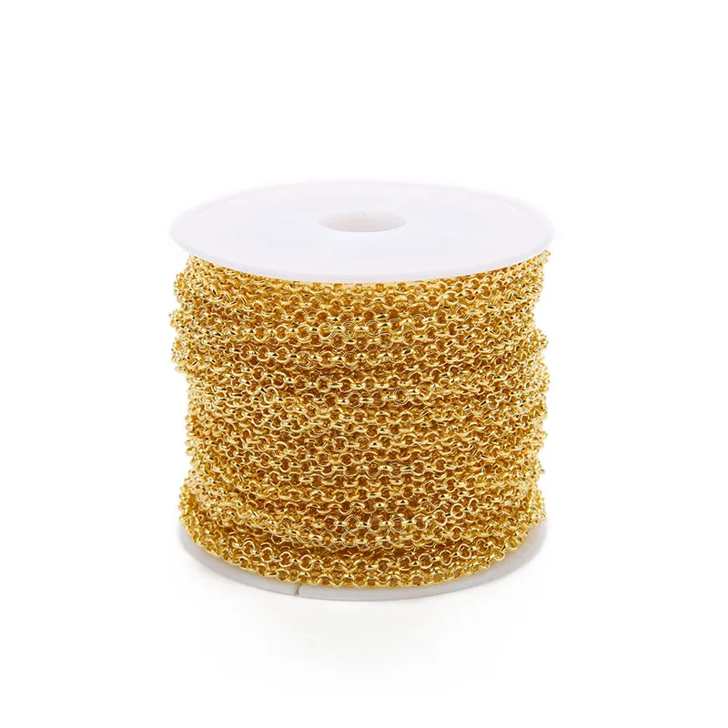 10 Yard 2/3mm Metall Eisen Rolo O Link Ketten Groß Kette Gold Farbe für Diy Armband Halsketten, die Entdeckungen Großhandel – Detail 8