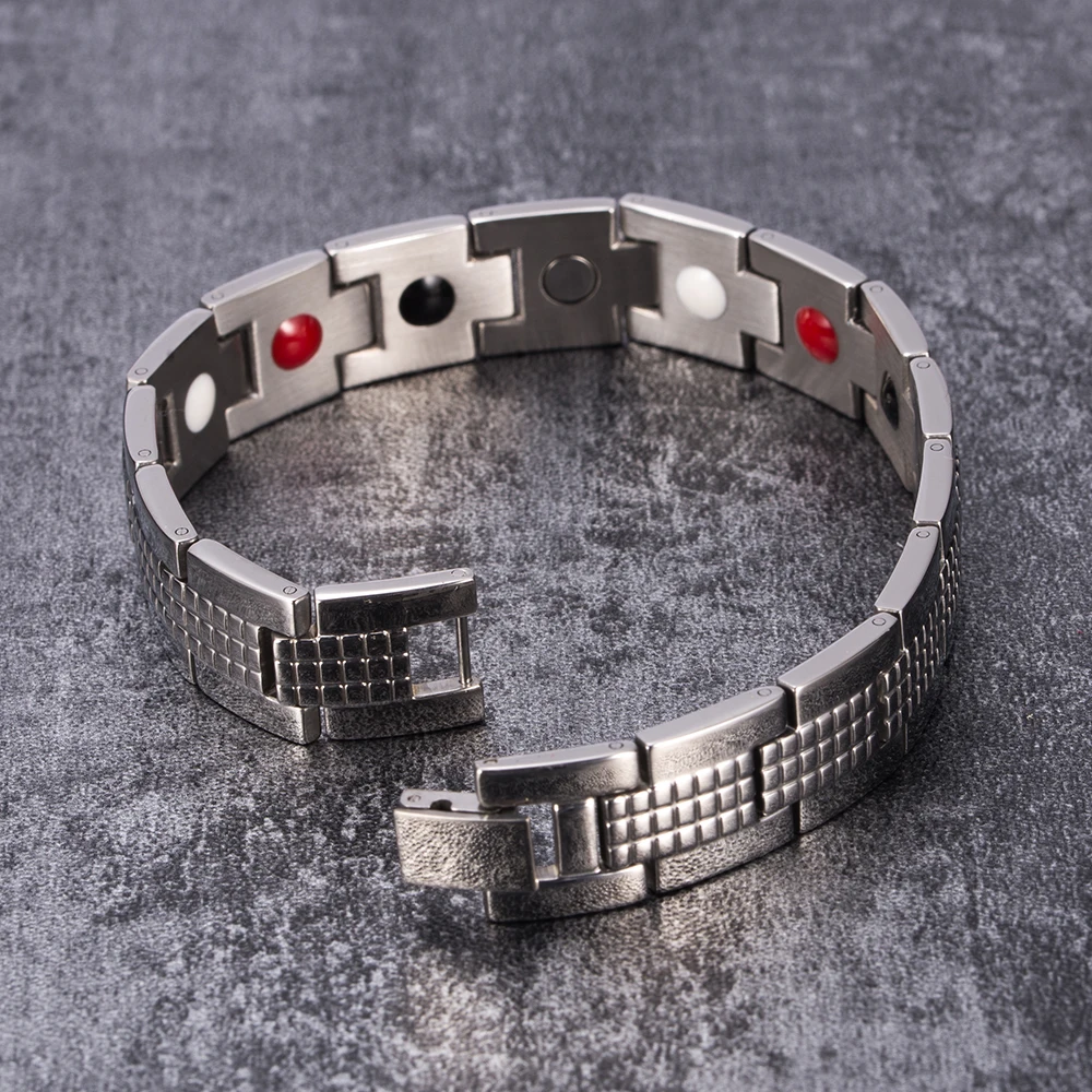 Vinterly Therapeutic Magnetic Bracelet for Men Hand Chain 13mm Health Energy Germanium Satinless Steel  Jewelry Male Waterproof