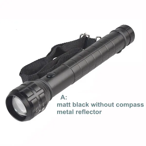 TopCom Heavy Duty Big Flashlight Torch LED Light Q5 3xD Battery Or 1x18650 Metal Aluminum Zoom black matt body no compass