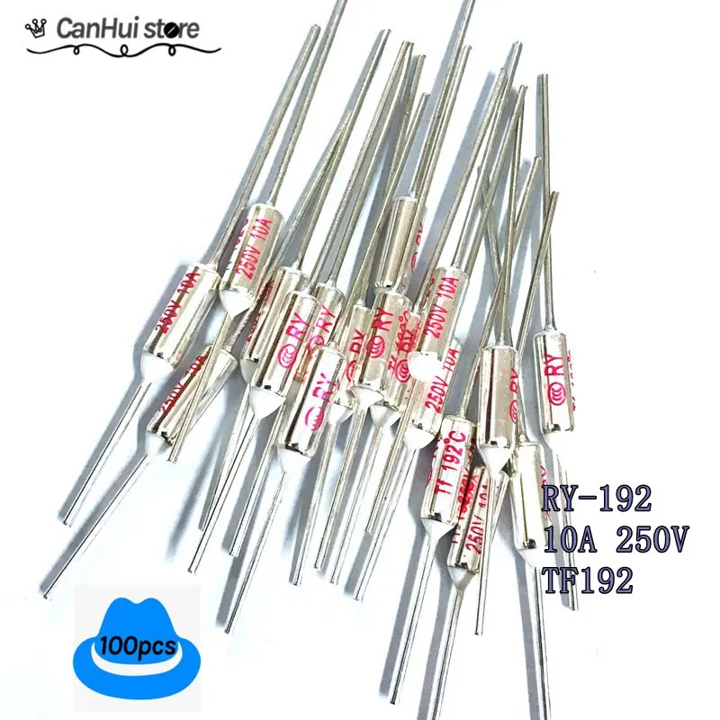 100pcs RY FUSE RY-192 Temperature Fuse RY Tf  Heat Protector 192Degrees 10A250V TF 192 C  Temperature Switch 192C Insurance Pipe