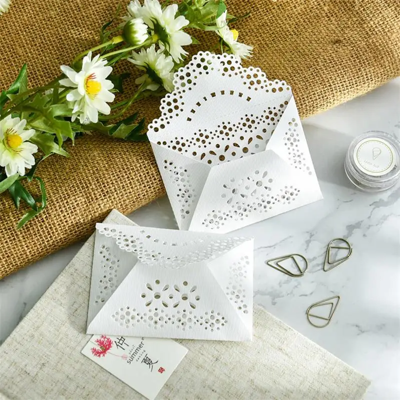 YPP CRAFT Homemade Delicate Lace Small Envelope for Scrapbooking Happy Planner/Card Making/Journaling Project DIY Craft